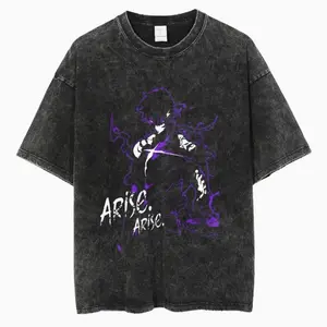"VINTAGE ARISE" - Sung Jinwoo - Solo Leveling Anime Vintage / Acid Washed T-Shirt MKU