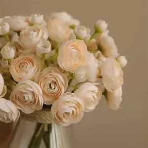 10" Artificial Mini Ranunculus bundle in Champagne, Faux Spring Flowers, DIY Centerpiece |Florals |Wedding| Home Decorations |Gifts For Her