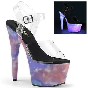 Pleaser Adore-708REFL Classy Women's Clear/Purple Platform High Heel Sandals, Elegant Fashion Heeled Shoes, All-Season Footwear