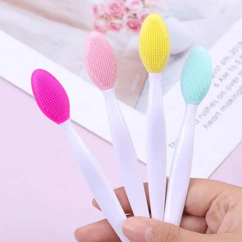 2pcs Beauty Skin Care Wash Face Silicone Brush Exfoliating Nose Clean Blackhead Removal Brushes Tools With Replacement Head
