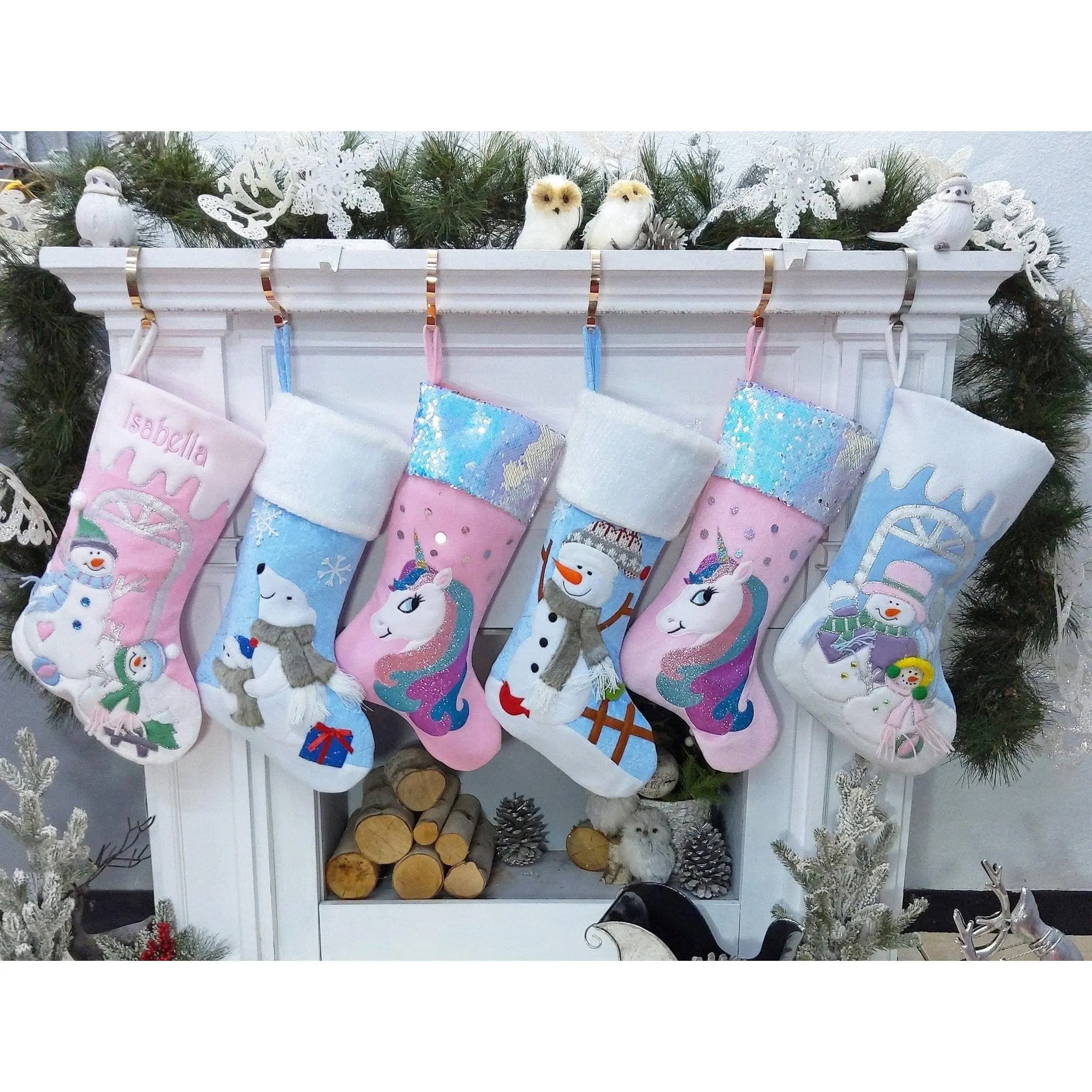 Children's Large Christmas Snowman Personalized stocking with Melting Ice Cuff