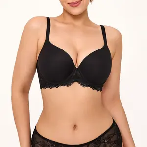 Popilush Women's Underwire Lace Trim Full Coverage Support Bra Adjustable Everyday Comfort Lingerie