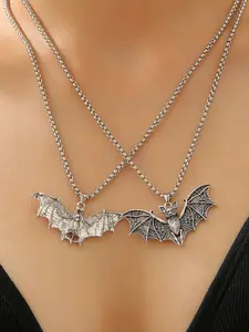 Punk Style Bat Necklace, Halloween Decoration Chain, Exaggerated Hip-Hop Clavicle Chain, Unique Simple Jewelry Accessory