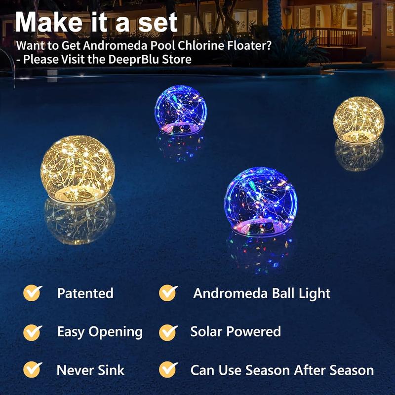 Pool chlorine floater with solar ball light floating chlorine dispenser for 3 chlorine tablets chlorine tablet floater chemical dispenser easy opening bromine tablet holder for pool spa