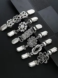 6PCS Sweater Shawl Clip Set Vintage Cardigan Collar Clip Dress Cardigan Collar Clip Shirt Clip Suitable for Men And Women