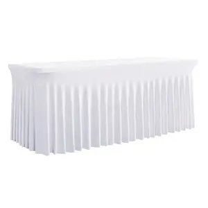 Elastic Spandex Tablecloth Set, Full Coverage Table Skirt for Rectangular Tables, Stretchable Fitted Table Cover, Ideal for Wedding, Birthday Party, Hotel Banquet, Conference, Home Gathering, Buffet Table Decoration, Washable Reusable