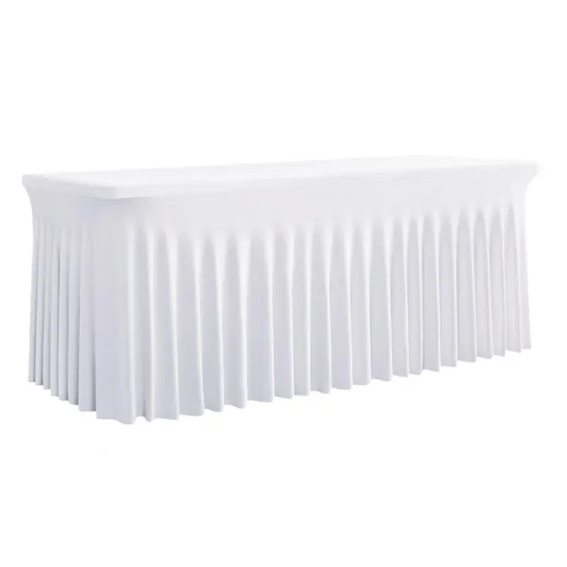 Stretch Spandex Table Cover, Fitted Rectangular Tablecloth Skirt for Weddings Parties Banquet Events Table Decoration, Party Accessory