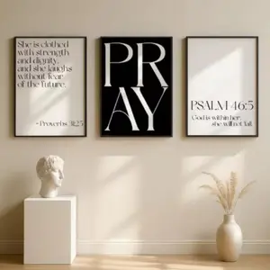 3pcs Christian Art Posters, Simple Bible Verse Canvas Paintings, Modern Religious Style Bedroom Home Decor Wall Art, Unframed, Modern Home Decoration