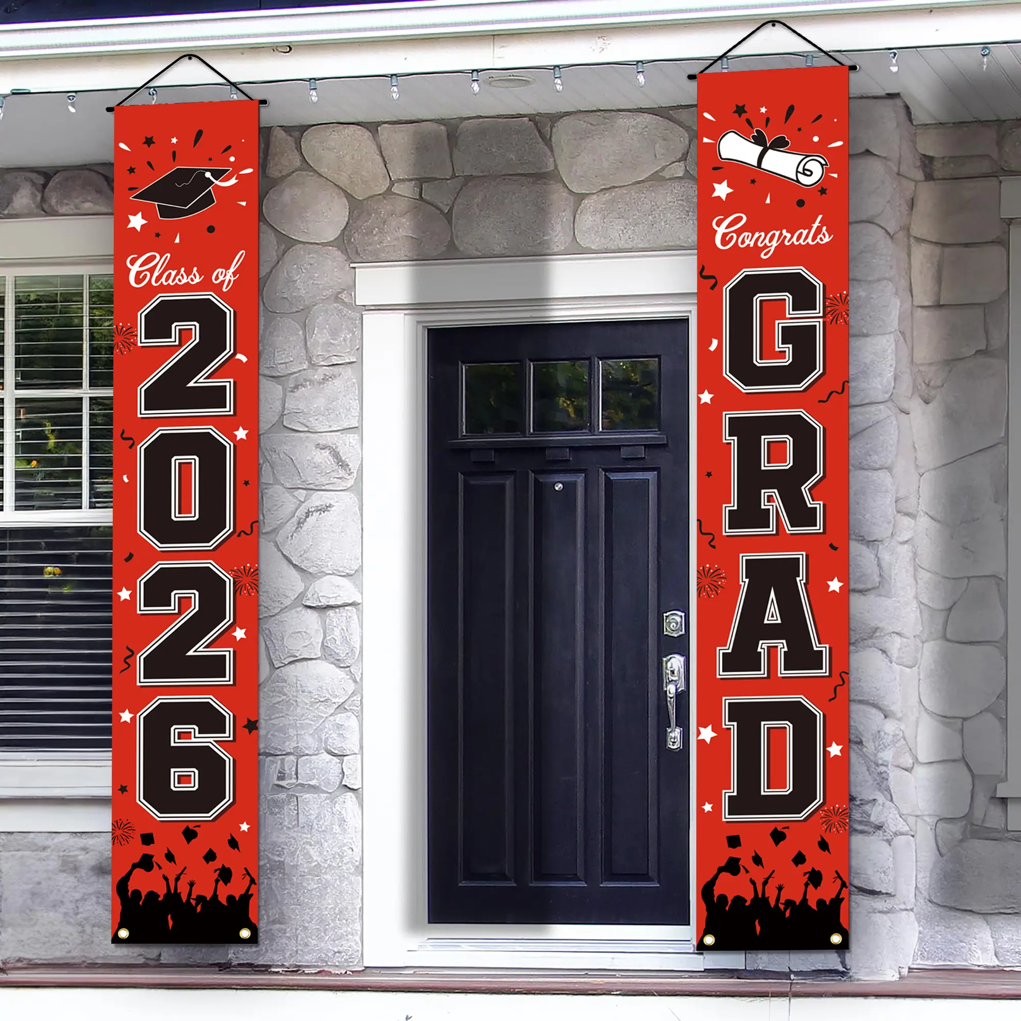 Class of 2026 Graduation Decorations, 2 Pack Graduation Door Banners - Graduation Banner & Congrats Grad Banner | Grad Party Decorations 2026, Congratulations Banner for Home Graduation Decor