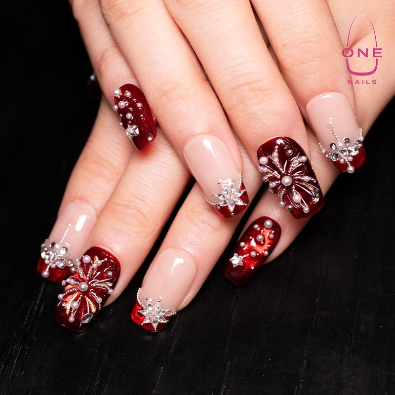 U1 Nails Lunar New Year Collection Handmade Medium Square Press on Nails for Festive Everyday Wear