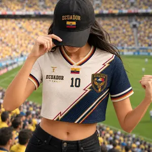 Custom Ecuador Soccer Crop Top Jersey, Personalized Ecuador Jersey Crop Tee, Game Day Shirt, Football Fan, Ecuador Crop Jersey