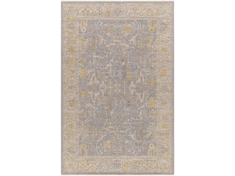 Livabliss AVT2349-710RD Avant AVT-2349 Round Shape Cozy Decorative Area Rug, 7ft.10in. x 7ft.10in. Machine Woven Traditional Multi-Colors Charcoal Mustard with Fringe Detail, High-Traffic Indoor Home Decor Carpet