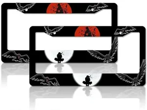 Cute Anime Aluminum License Plate Frames (1pcs Black) – Fits Standard US 12.2x6 Inch Vehicles, for Men Women