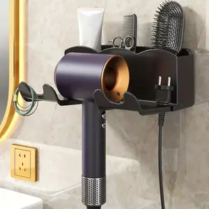 Bathroom Suction Cup Hair Dryer Storage Rack, Punch-Free Hair Dryer Holder, Space-Saving Design, Ideal for Bathrooms & Closets