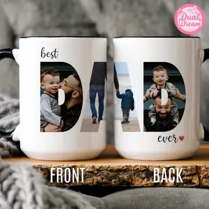 [SALE OFF] Personalized Photo Mug For Dad, Custom Fathers Day Cup, Photo Collage Mug, Dad Birthday Gift, Father Gift From Son Daughter Wife, Dad Mug