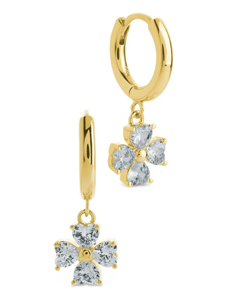 Bria CZ Flower Charm Micro Hoops