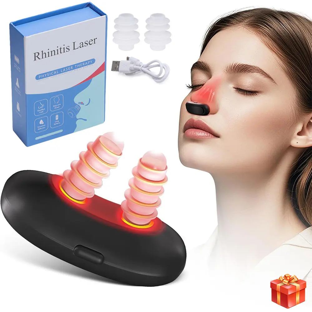 Red Light Nasal Device, Portable Ultra-Light Smart Health Product for Nose, USB Rechargeable Massagers, Helps Sleep at Night, 3 Modes Adjustable, Includes 2 Replacement Heads, Smart Timer, Ideal Gift