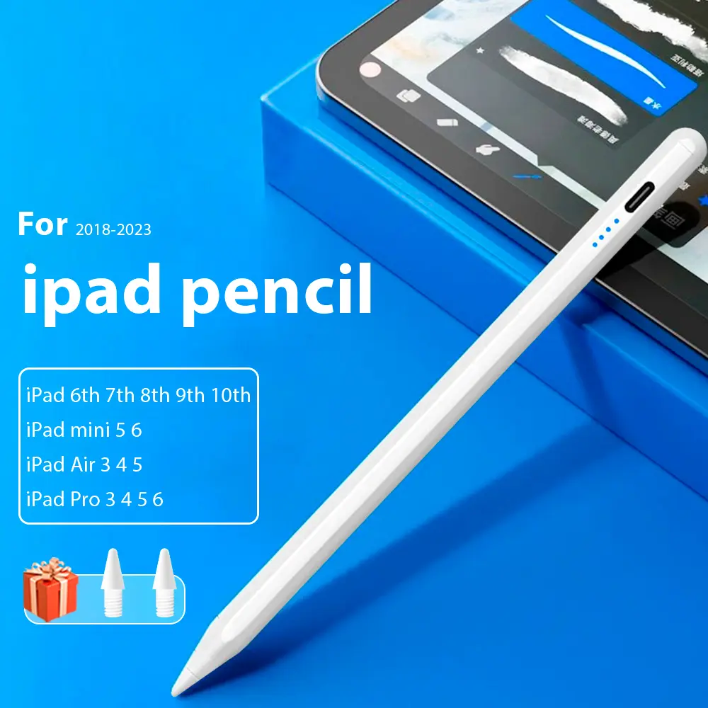 2-in-1 Fast Charge Stylus Pen with Tilt Sensitivity, Palm Rejection, Switch-On Function & 2 Tips – Tablet Accessory for iPad Users (iPad Air M2, Pro 13, Pro 12.9, 10th Gen, 7th-9th Gen 10.2), Two Tips
