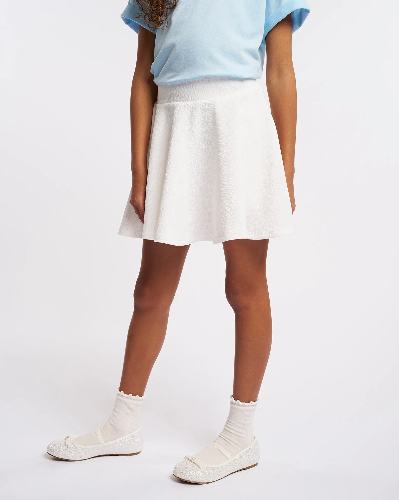 Girls' Stretchy Breathable Synthetics Casual Skater Skort, Timelessly Sleek Design for Parties, Stretchy Fabric, Built-In Shorts, Active Sport Skort, Girl’s Wear, 2-In-1 Design, Elastic Waist