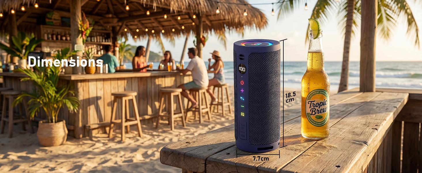 [Back to Shcool] BassBloom Roar 3 Portable Bluetooth Speaker,20W Handy Powerful Audio Sound with Bass,IPX6 Waterproof,24H Playtime, Bluetooth 5.4,RGB Lights, Clarity and Bass Speakers, Wireless Smartphone TWS Pairing, Compact Outdoor for Camping, Beach