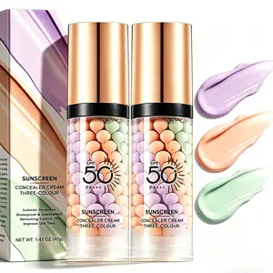 2Pcs 3-in-1 Makeup Primer, SPF 50 Tinted Sunscreen & Color Corrector, Oil Control Evens Skin Tone, Natural Finish, Set A