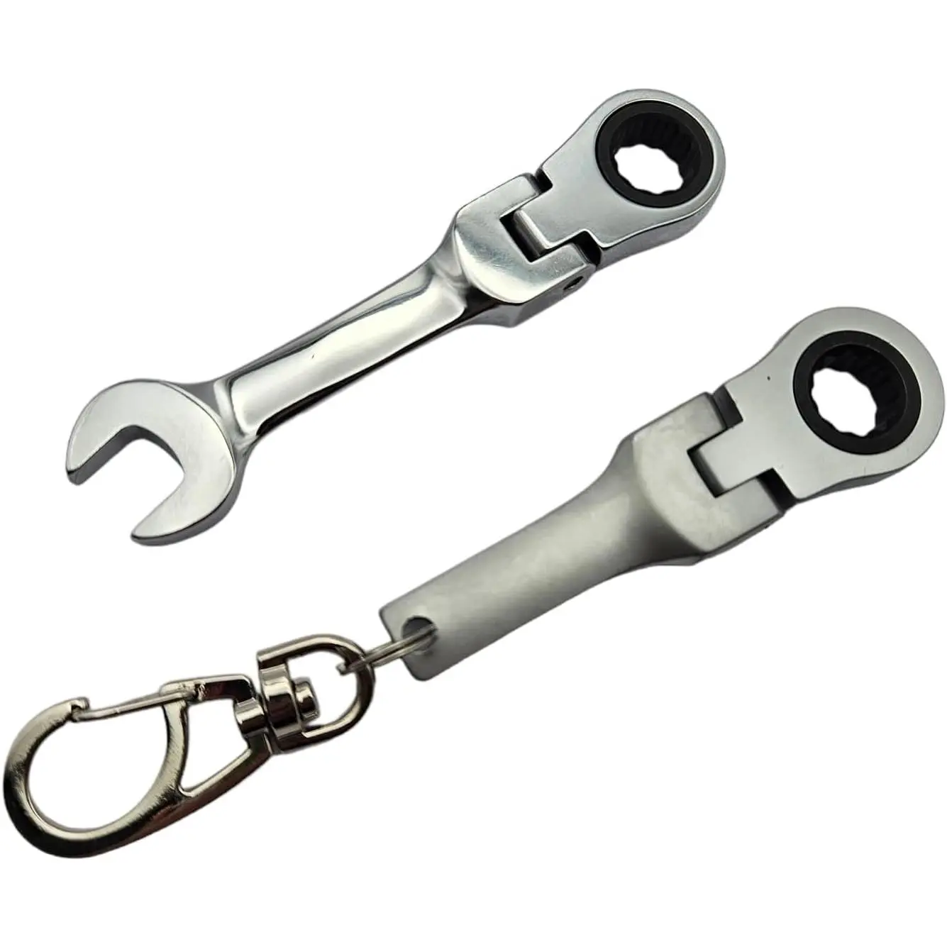 10mm Stubby Head Gear Wrench & Flex Head Ratchet Wrench Combination Set, Keychain Key Ring for Automotive Car Repair Hand Tools