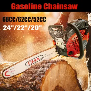 Areyourshop 24"/22"/20" 68CC/62CC/52CC Gasoline Chainsaw Cutting Wood Gas Sawing Crankcase Chain Saw