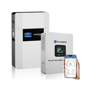 ECO-WORTHY Home Power Backup Station, 5120Wh 48V 100Ah Wall-Mount LiFePO4 Battery with Conduit Box, Bluetooth & WiFi + 5000W Solar Inverter Charger, Fast Charge, Home Backup & Solar System