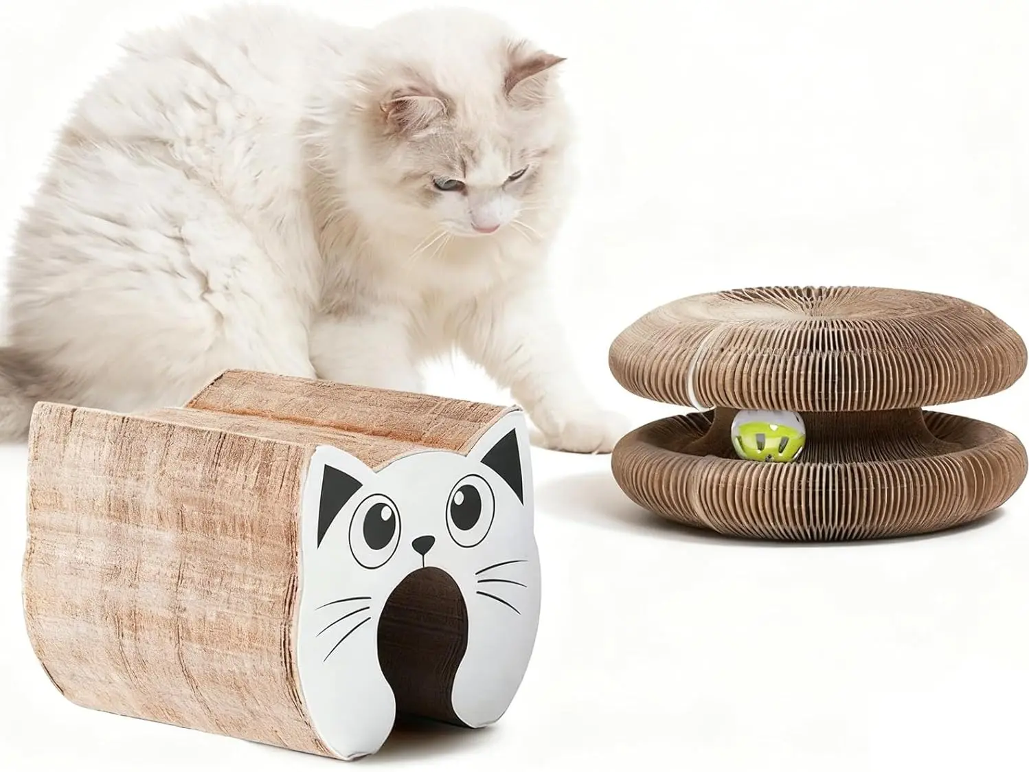 Magic Organ Cat Toy,Cat Scratcher for Grinding Claw Cardboard Cat Toys,Interactive Scratch Pad with Toy Ball