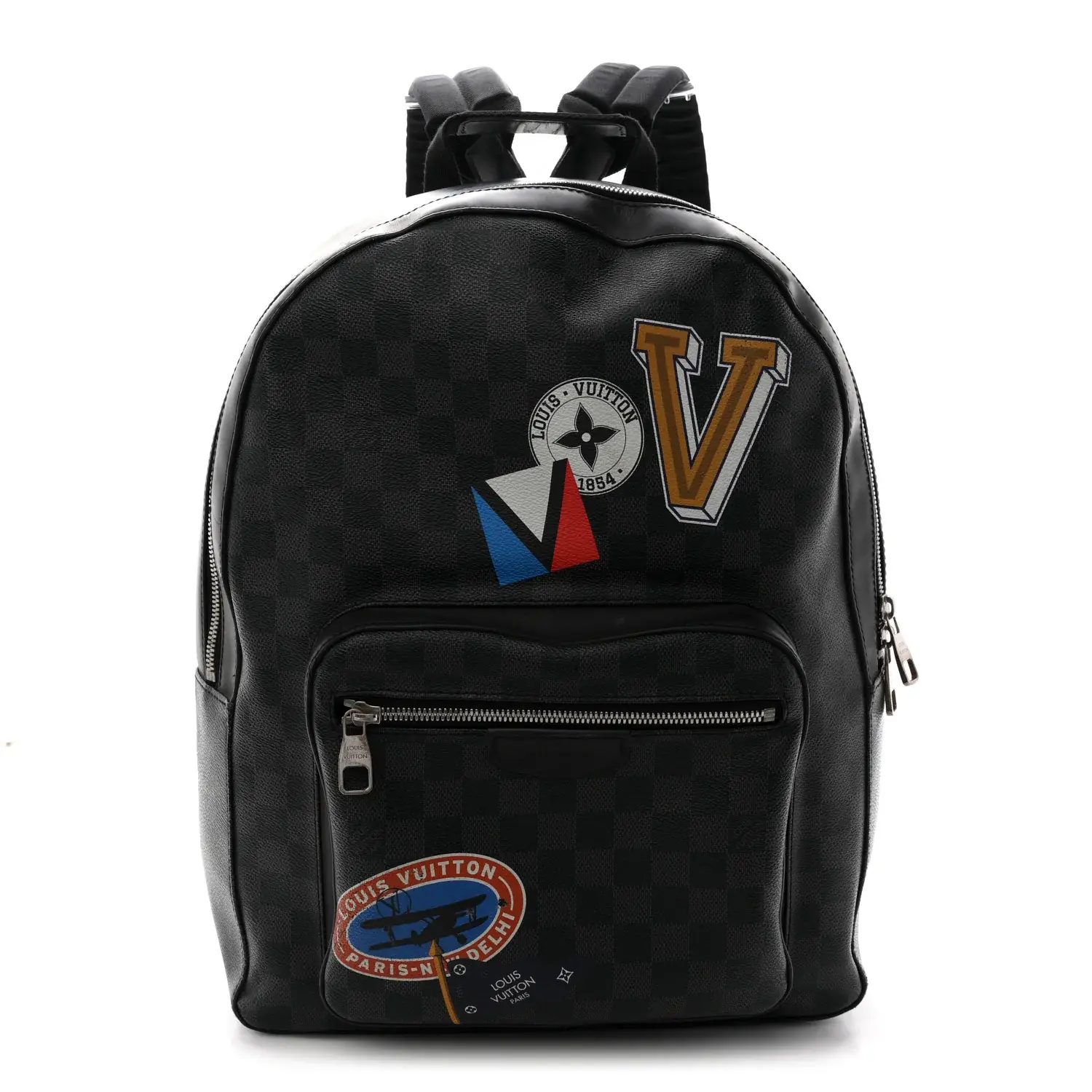 Pre-owned Louis Vuitton Coated Canvas Backpacks Damier Graphite My LV World Tour Josh Backpack