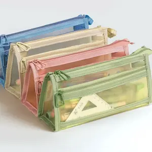 Large Capacity Zippered Organizer with Multiple Compartments, Portable School Supplies & Cosmetic Pouch for School, Office, Travel, Pencil Case Pouch, School Stationery Holder, Multifunctional Organiz