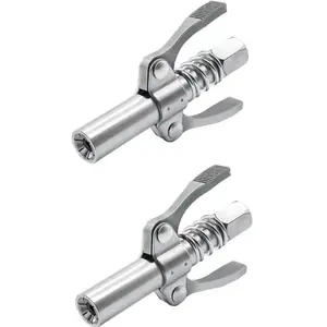 2-Pack High-Pressure Grease Gun Couplers – Dual Handle Quick-Release Locking Oil Nozzles