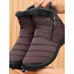 Women’s Winter Fleece-Lined Fluffy Snow Boots, Waterproof and Non-Slip, Lightweight Outdoor Shoes, Ideal for Cold Weather and Snow