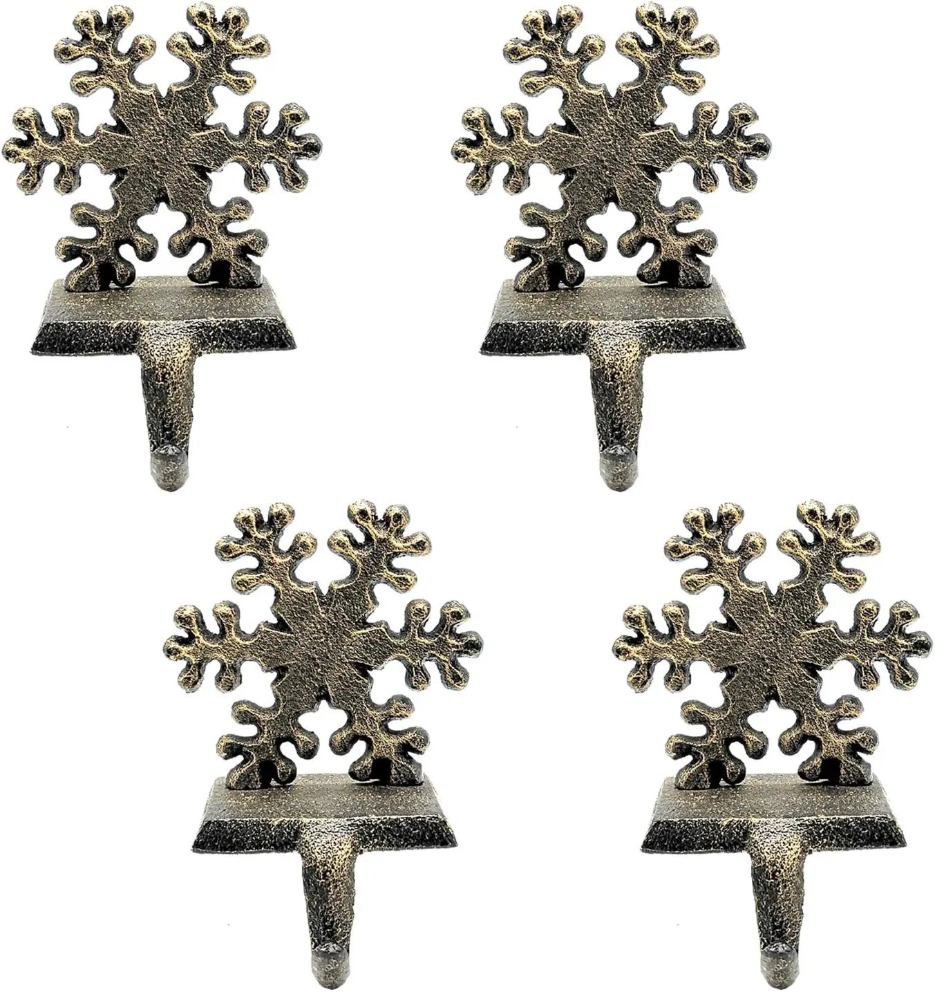 4 Pieces Snowflake Christmas Stocking Holder Christmas Hooks Skid Mantel Hooks Medoore