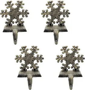 4 Pieces Snowflake Christmas Stocking Holder Christmas Hooks Skid Mantel Hooks Medoore