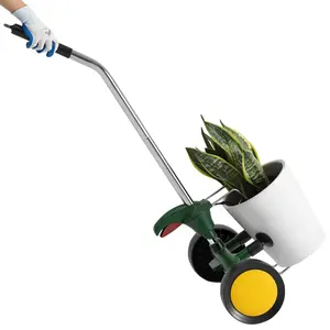 Garden Pot Mover Heavy Duty Potted Plant Mover Dolly With Adjustable Handle, Durable Steel Frame, Smooth Rolling Wheels, Wide Load Capacity, Ergonomic Grip, Non Slip Handle, Ideal For Moving Large Planters, Outdoor And Indoor Use