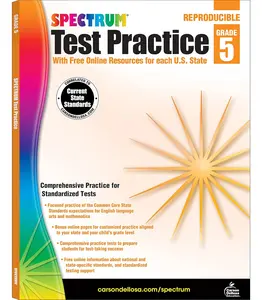 Spectrum Test Practice 5th Grade Workbooks All Subjects, Math, Language Arts, Reading Comprehension, Grammar, Spelling, Vocabulary