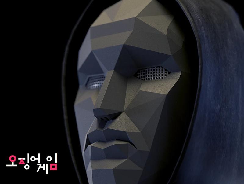 Squid Games Masks - Foldable Soldiers Masks in Triangle Square Circle Designs - Black Party Event Props with 3-Point Harness Attachments for Fun and Laughter