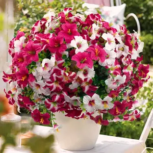 12 Bundles Artificial Flowers for Outdoors Realistic Faux Flowers Realistic Silk Flowers Colorful Morning Glory UV Resistant Plastic Flowers Spring Summer Decor for Outside Planter Porch Patio Yard