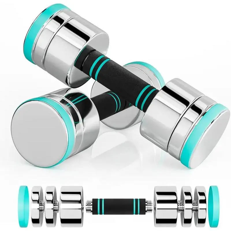 Adjustable Steel Dumbbells - Ultracompact Chrome Design with Foam Handles, 5lb-30lb (10-15kg Options) for Home Gym Arm Training, Hands & Arms Workout Equipment (Choice)