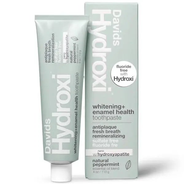 Davids Nano Hydroxyapatite Whitening Enamel Health SLS Free Peppermint 4oz | Fluoride Free, Remineralizing, Antiplaque, Fresh Breath, Made in USA, Nano-Hydroxyapatite Toothpaste, Davids Hydroxi