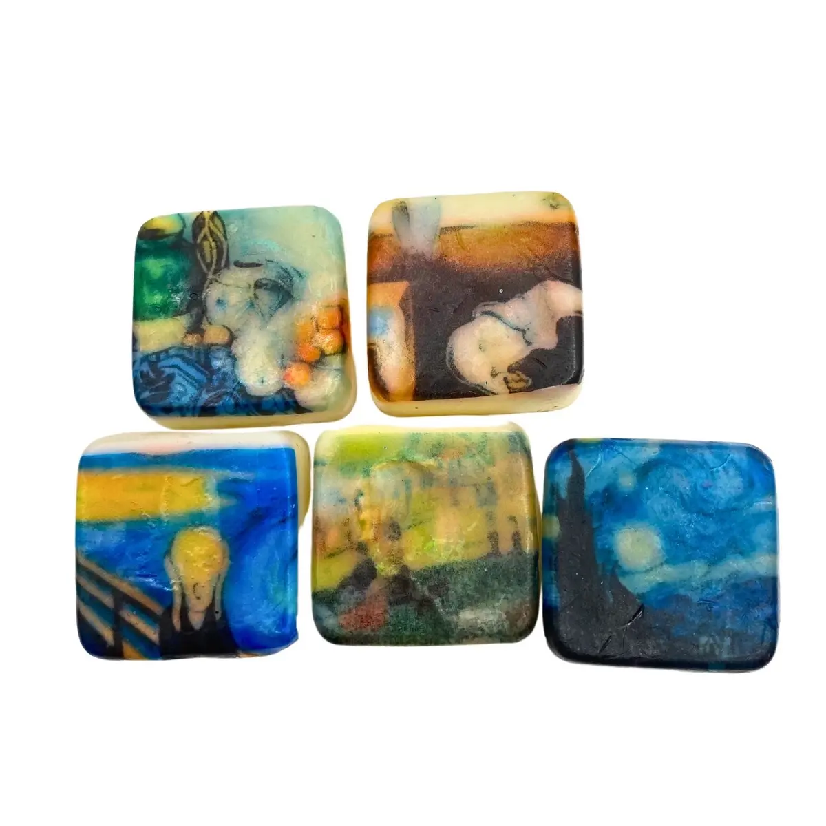 Famous Art Paintings Soap Gift Set, Lemon Lavender Scent. Set of 5, Made With Shea Butter and Vitamin E