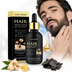 EAST MOON Biotin Hair & Beard Serum, Ginseng & Ginger Root Extract, Nourishing Scalp & Beard Care Oil, 60ml