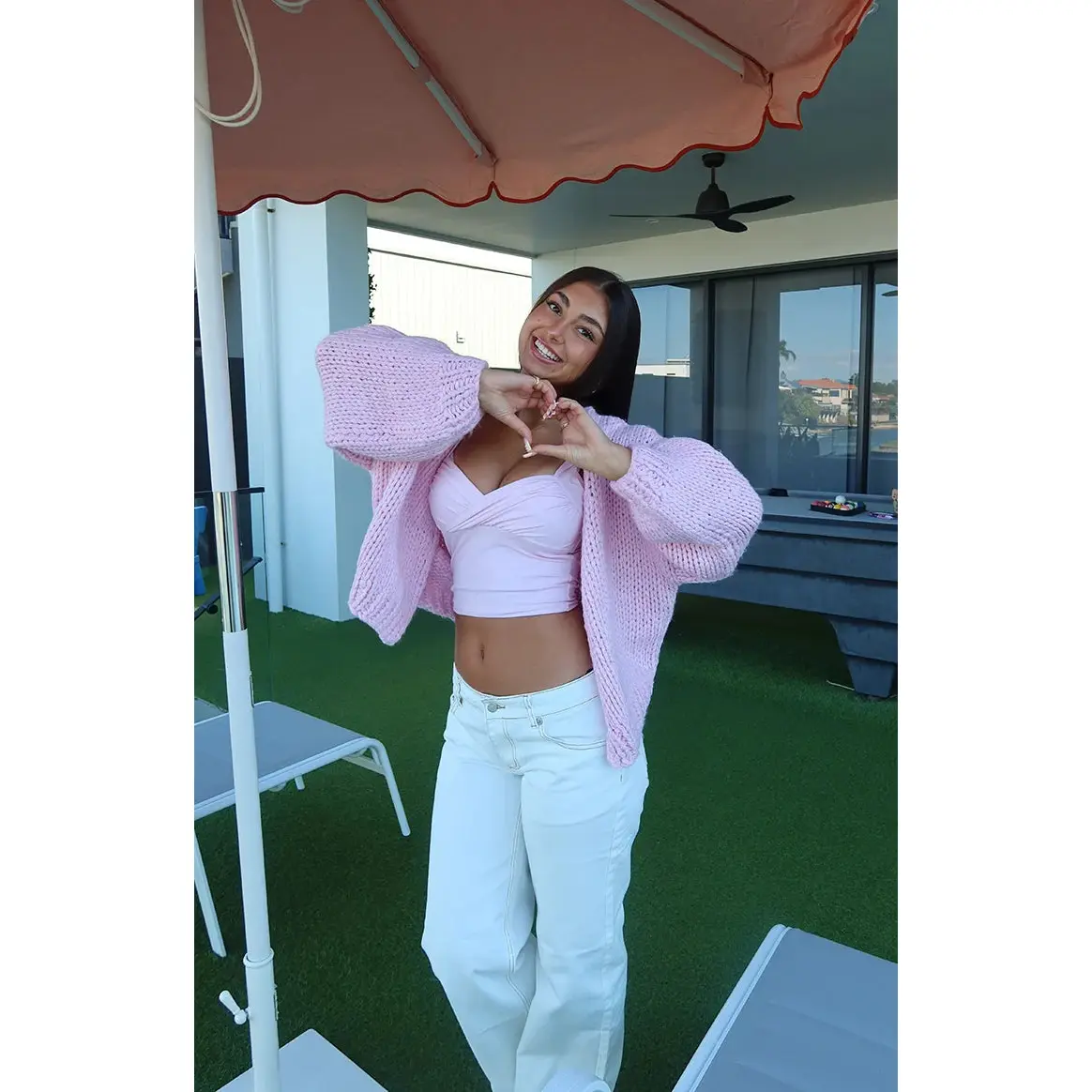 Sorbet Pink Chunky Cardigan