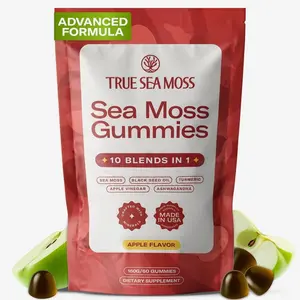 TrueSeaMoss Sea Moss & Apple Cider Vinegar Gummies – 10-in-1 Blend with Black Seed Oil, Ashwagandha, Turmeric, Burdock Root & Bladderwrack – 60 Gummies