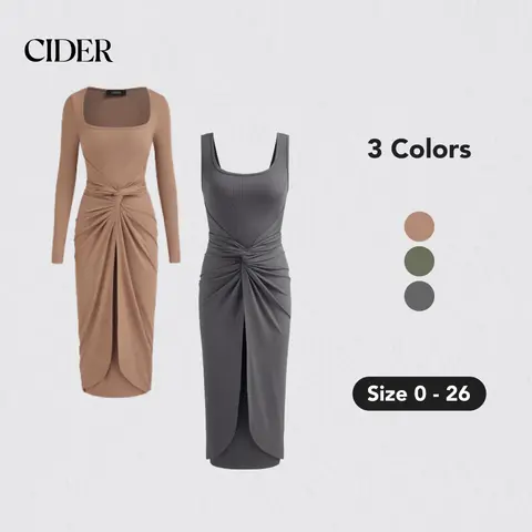 Women's 3-Way Knotted Stretchy Midi Dress - 3 Colors, Size 0-10