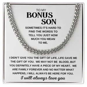 Bonus Son Gifts From Stepmom, Bonus Son Gifts, Bonus Son Necklace, Bonus Son Cuban Link Chain Necklace