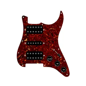 920D Custom HSH Loaded Pickguard for Stratocaster With Uncovered Smoothie Humbuckers, Black Texas Vintage Pickups, Tortoise Pickguard, and S5W-HSH Wiring Harness