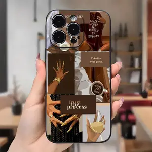 Vintage Phone Case Straight Edge Brown Girl Collage Pattern Case for iPhone 16 15 14 Pro Max 13 12 11 XR XS Plus Shockproof Non Slip Military-Grade Protection Silicone Cover