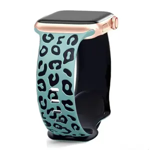 Summer Leopard Pattern Silicone Watch Band Soft Waterproof Strap 38-49mm Universal Smart Watch Accessory